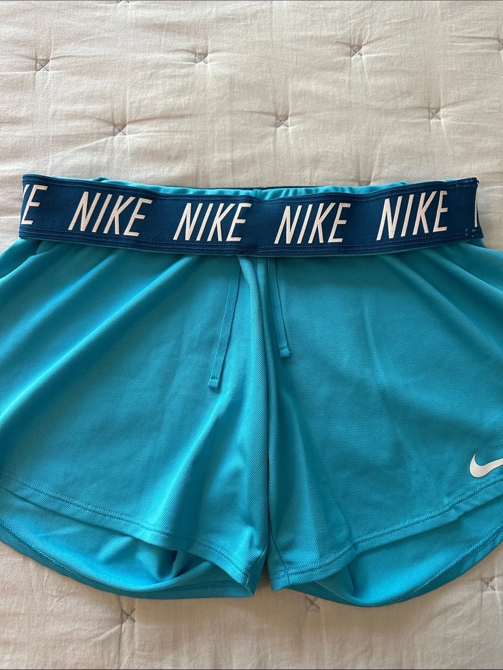 Nike Turquoise Performance Shorts with White Swoosh